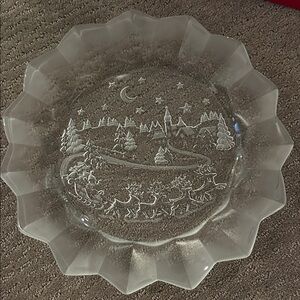 Mikasa Large Frosted Glass Holiday Christmas Plate